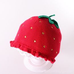 Autumn and winter sweet strawberry knit hat female baby baby hat children's head cap child warm hat WCW782