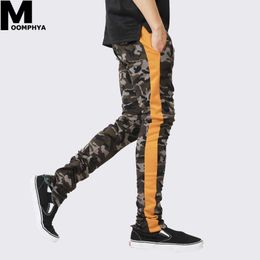 2019 Streetwear Pantaloni mimetici a strisce laterali da uomo Pantaloni da jogging con cerniera Pantaloni da uomo Pantaloni sportivi hip-hop Pantaloni pantalon hombre