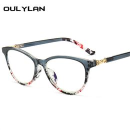Oulylan Anti Blue Light Reading Glasses Women Cat Eye Eyeglasses for Reader Anti-fatigue Presbyopia Eyewear +1.0 2.0 3.0 4.0