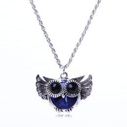 Necklaces Pendant Chain Necklace flying owl blue Beautifully crystal rhinestone bead fashion pendant necklace