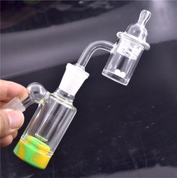 Glass Ash Catcher with Silicone Container 14mm 18mm Quartz Banger Nail with Spinning Carb Cap and Terp Pearl for Glass Bongs