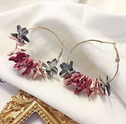 Fashion Fabric Flower Charm Drop Earrings For Women Statement Colourful Petal Circle Big Fancy Earring Jewellery Oorbellen