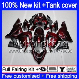 Body +Tank For KAWASAKI ZX1000 CC ZX 10 R ZX-10R 2004 2005 214MY.3 Red wine Sale ZX10R 04 05 ZX1000C 1000CC ZX 10R 04 05 ABS Fairings