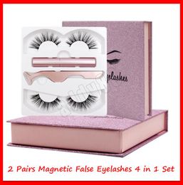 Eye Makeup Tools Magnetic 3D Mink Eyelash False Magnetic Liquid Eyeliner Tweezer Set 2 Pairs Magnetic Eyelash False Eyelash Extension