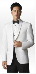 Classic Designe White Men Wedding Dress Shawl Lapel Groom Tuxedso Excellent Jacket Blazer Men Business Dinner/Prom Suit(Jacket+Pants+Tie)537