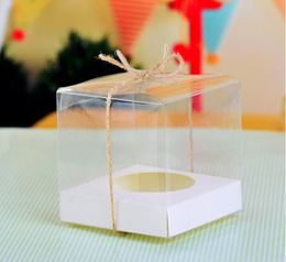 Transparent Cupcake Boxes 9*9*9cm Single PVC Cupcake Box Wholesale Muffin Box for Party SN1076
