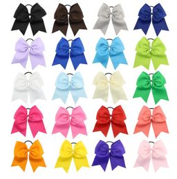 Hair Bow 7inch Large Cheer Bow Hot sale 50pcs Baby Girl Solid Ribbon Cheer Bows With Alligator Clip Handmade Girls Cheerleading Bows