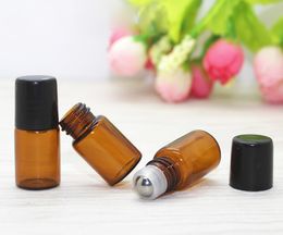 Amber Glass Essential Oil Roller Bottles with Glass SS Roller Balls Aromatherapy Perfumes Lip Balms Roll On Bottles 1ml 2ml