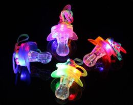 Light Up Pacifier Nipple Whistle Necklace Colorful Flash Led Whistle Stag Hen Party Concert Sports Cheering Glow Props SN2330