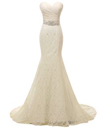 2020 Lace Mermaid Bridal Wedding Dress Long Court Train Beach Wedding Gowns with Crystal Beaded Belt Sash Plus Size vestido de casamento