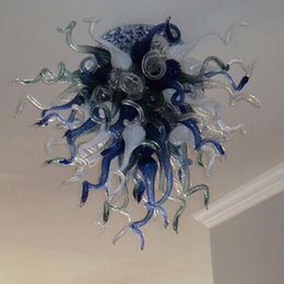 Hand Blown Glass Chandeliers Ceiling Lights LED Blue White Green Clear Shades Chandelier Lighting Lobby Dining Room Bedroom furniture -L.