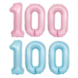 40inch Pearl Blue Pink Digital 0 1 Aluminium Birthday Balloons Party Decoration Big Size Numbers Balloon QW9403