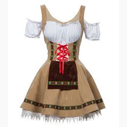 Sexy Oktoberfest Beer Girl Costume Maid Wench Germany Bavarian Short Sleeve Fancy Dress Dirndl For Adult Women
