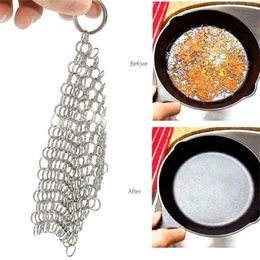 Stainless Steel Pot Scrubber Cast Iron Pot Cleaner Kitchen Restaurant Pot Cleaning Brush Metal Cleaning Brush