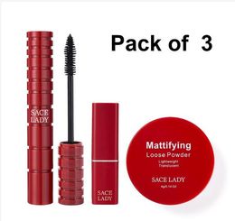 SACE LADY 3 Pieces Makeup Set Beauty Cosmetic( Face Powder+ Mascara+Lipstick)