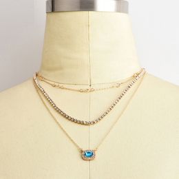 Wholesale- fashion luxury designer multi layer chain glittering diamond crystal pendant choker statement necklace for woman