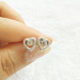 Wholesale- heart-shaped earrings for Pandora 925 sterling silver with CZ diamonds high quality love vortex ladies earrings with original