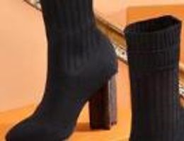 Designer-ter Gestrickte elastische Stiefel DesignerL Kurze Stiefel Socken Stiefel Große Größe 35-42 Schuhe mit hohen Absätzen
