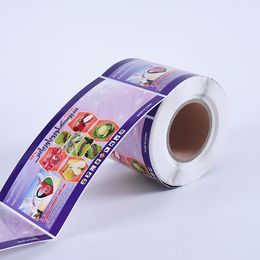 Customised Rolling 4C Printing Adheive Stickers Labels Food Label on Package Waterproof Vinyl Sticker for Juice Beverage