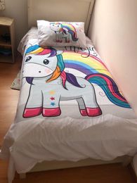 3D Digital Printing Custom Bedding Set Cartoon Duvet Cover Set Queen King Kids Child Baby Bedclothes Cute Stars Unicorn