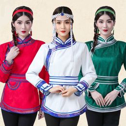Mongolian Costume for Women national tang suit style apparel faux deerskin fleece clothes modern grassland ethnic living clothing