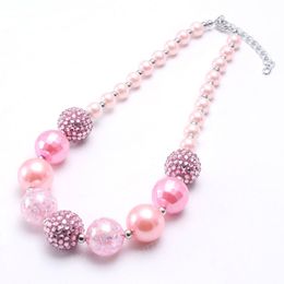 Girls Chunky Beads Necklace Fashion Pink Style Baby Child Beads Necklace Charm Trendy Chunky Bubblegum Jewellery Newest