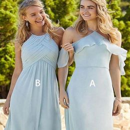 2019 New Beach Sky Blue Camo Bridesmaid Dresses Different Styles Same Color Formal Gown vestidos de dama de honor