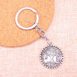 New Keychain 29mm peace tree Pendants DIY Men Car Key Chain Ring Holder Keyring Souvenir Jewellery Gift