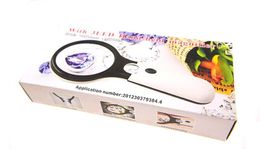 Hot Handheld Illuminated Magnifier 3X 75mm 45X 22mm Dual Loupes Identifying Magnifying Glass 3X 45X LED Light Jewellery Loupe