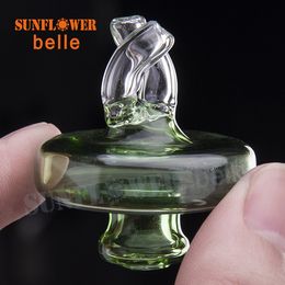 Coloured Dual Directional Airflow Smoke Glass Carb Cap with Hollow Inner Tubes for Flat Top Quartz Banger Nail Spinner have Two Legs 767