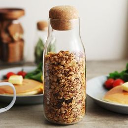Transparent Glass Jar Cup Seasoning Canister with Cork Stopper Cookie Candy Spice Tea Cereal Storage Bottle Coffee Bean Spice Seal256A