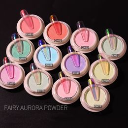 12 Colours DIY Solid Powder Nail Glitter Magic Mirrior Powder Fairy Aurora Powder Women Beauty Nail Art Accessories