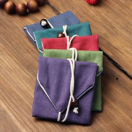 Rope Small Linen Gift Bags for Jewellery Packaging Bags Travel Cloth Pouch Bracelet Ring Storage Bag 2pcs/lot