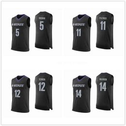 Kansas State Wildcats College #5 Barry Brown Basketball Jersey #11 Brian Patrick #12 Mason Schoen #14 Makol Mawien Mens Ed Jerseys