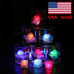 Night Lights Colours Mini Romantic Luminous Cube LED Artificial Ice Cubes Flash LEDs Light Wedding Christmas Decoration Party USA STOCK