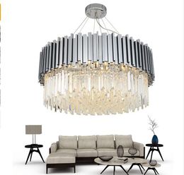 New Modern Chandelier Lighting Chrome Polished Steel Crystal Lamp Luxury Round Living Dining Room LED Cristal Lustre LLFA