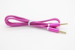 AUX Audio Cable Dual Male 1m 5 colors 3.5mm Aluminium Shell Gold-plated Braided Fabric cloth 20+