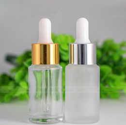 Hot Sale Frosted Clear Round glass serum dropper bottles 20ml E liquid Glass Cosmetic Bottle With Gold Silver Cap In Stocks