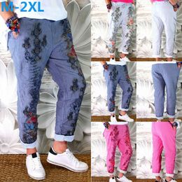 Pantaloni Harem da Donna Nero Casual Vita Alta Pantaloni allentato Top Fashion spogliato