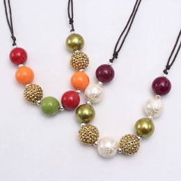 kids children chunky necklace diy adjustable rope neckace round bubblegum beads Jewellery for girls birthday gift