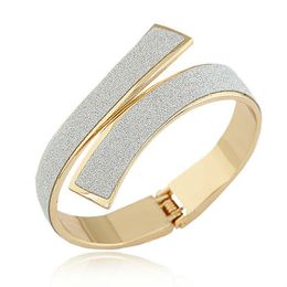Promotion Bangles 316 L Titanium Stainless Steel Full Crystal Fashion Jewelry For Women And Men Wide Gold Cuff Bangle