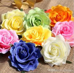 100PCS 11.5CM rose heads artificial flowers rose plastic flowers fake flowers head high quality silk flower free shipping