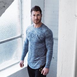 New Design Men T shirts With Letters Printed Casual Gyms Fitness workout Long Sleeves Tees Summer Male Tops Clothing268Z