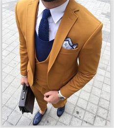Brand New Groomsmen Notch Lapel Groom Tuxedos yellow Men Suits Wedding/Prom/Dinner Best Man Blazer ( Jacket+Pants+Tie+Vest ) K270