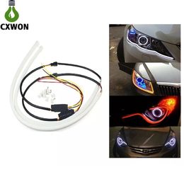 Switchback Neon Signs DRL Flexible 60CM Dual Colour LED Water Flow Light Signal Guide Headlight Neon Lights for Car