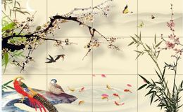 beautiful scenery wallpapers 3d chinese background wall chinese style plum ink painting tv wall painting