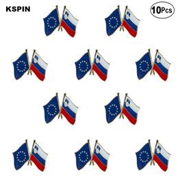 EU & Slovenia Lapel Pin Flag badge Brooch Pins Badges 10Pcs a Lot