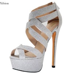 Rontic New Stylish Women Sandals Bling Thin High Heel Sandals Sexy Open Toe Silver Party Women Shoes Women US Plus Size 4-10.5