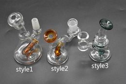 Colourful Mini Pocket Glass Bongs Recycler Oil Rigs Glass water Pipes Smoking Pipe Free Shipping Bong Hookahs Shisha 14mm joint