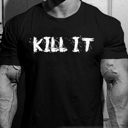 Fashion Men's T-Shirts Top Tee Mens RICH PIANA Kill It T-SHIRT 5% Back Print Bodybuilding Nutrition Print Men T Shirts C035